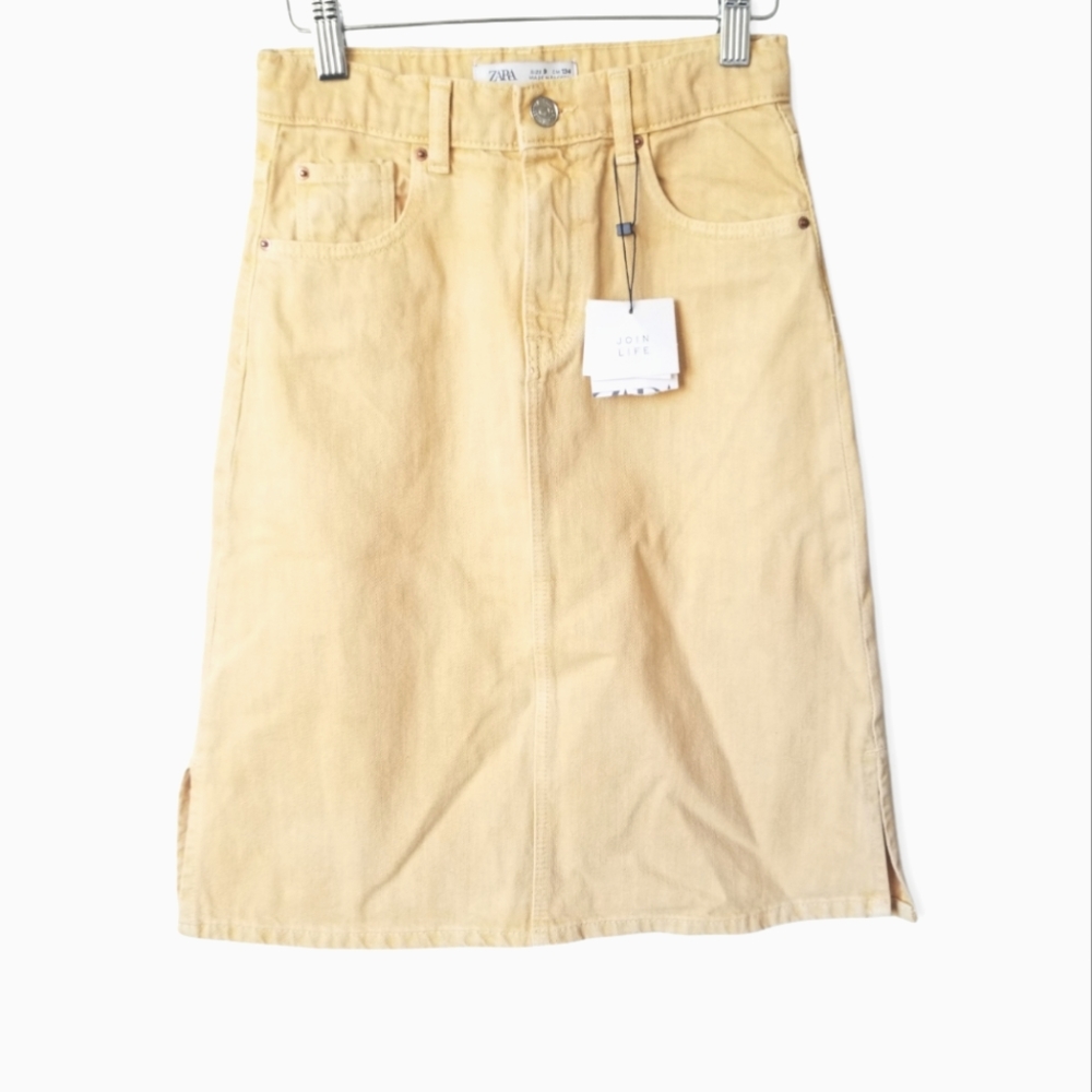 Zara Yellow Denim Skirt NWT! Size 9